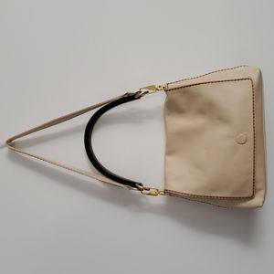 Vintage Plinio Visona Italian Leather Contrast Stitch Top Handle Shoulder Bag